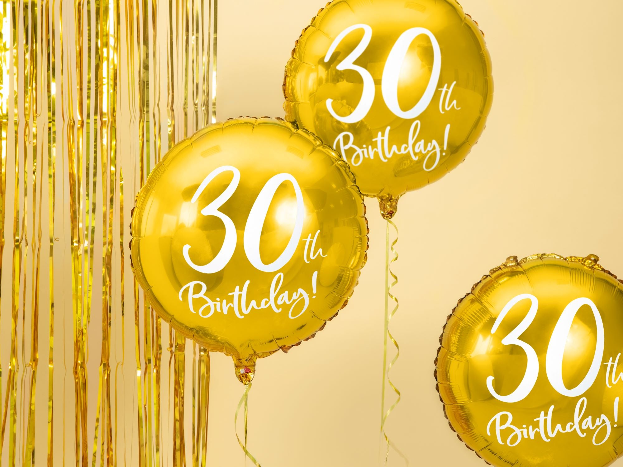 Gold 30th Birthday Foil Balloons