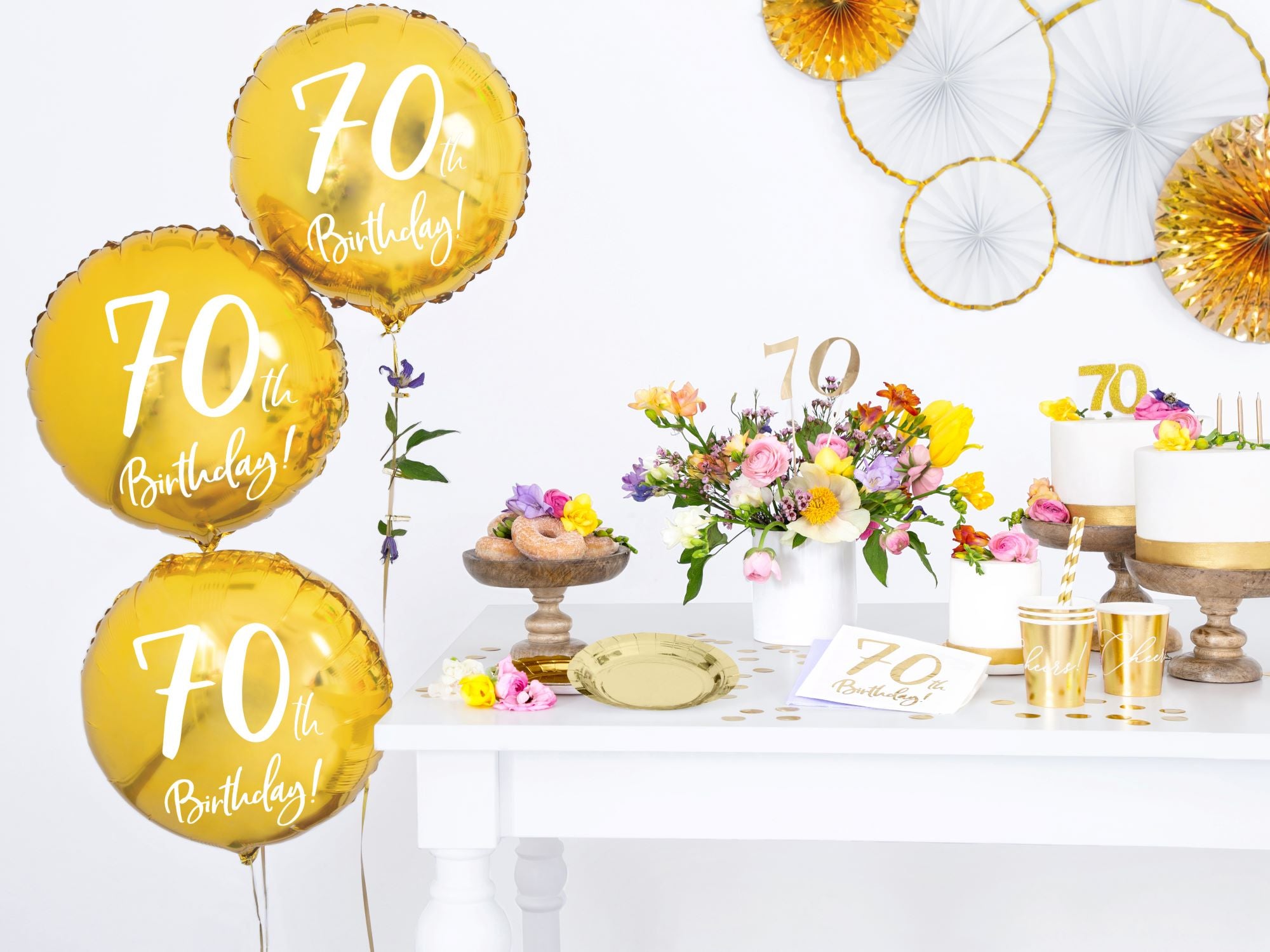 Gold 70th Birthday party Foil Balloons