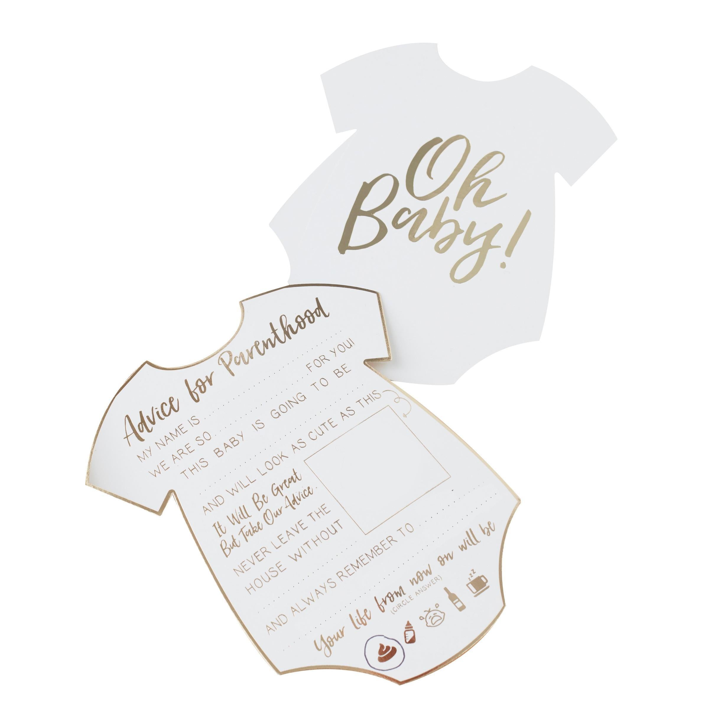 Gold Foiled Baby Shower Prediction Party Game Cards