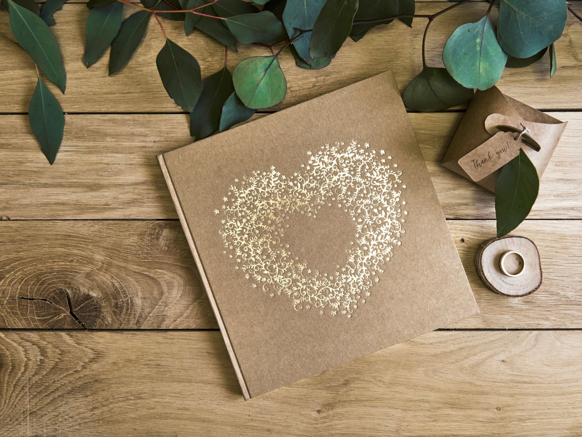 Gold Ornamental Heart Wedding Guest Book