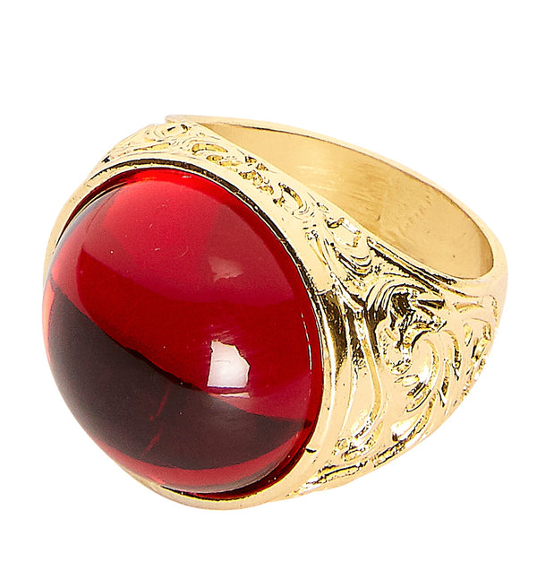 Gold Ring with Red Gem