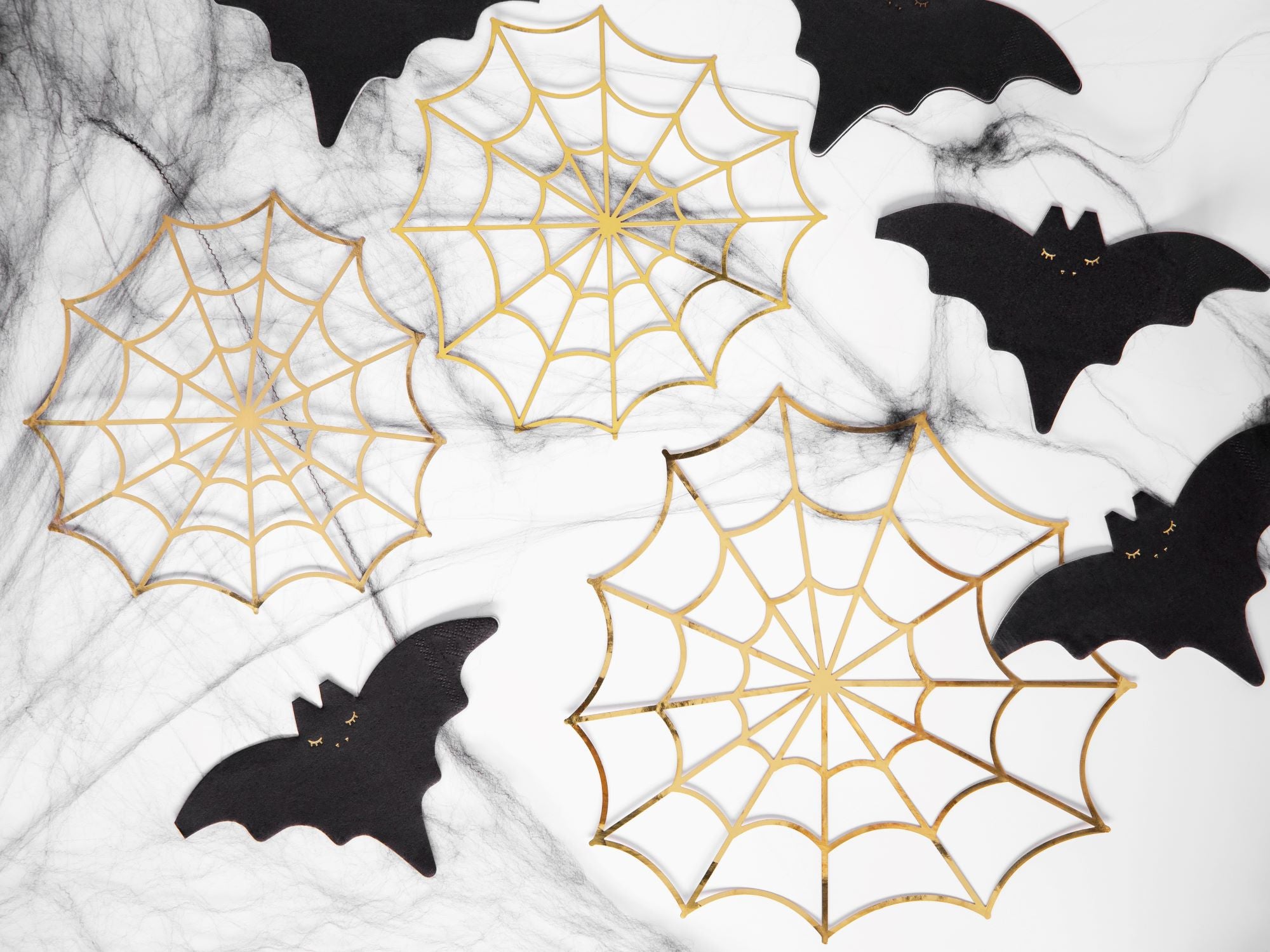 Gold Spider Web Paper Decorations