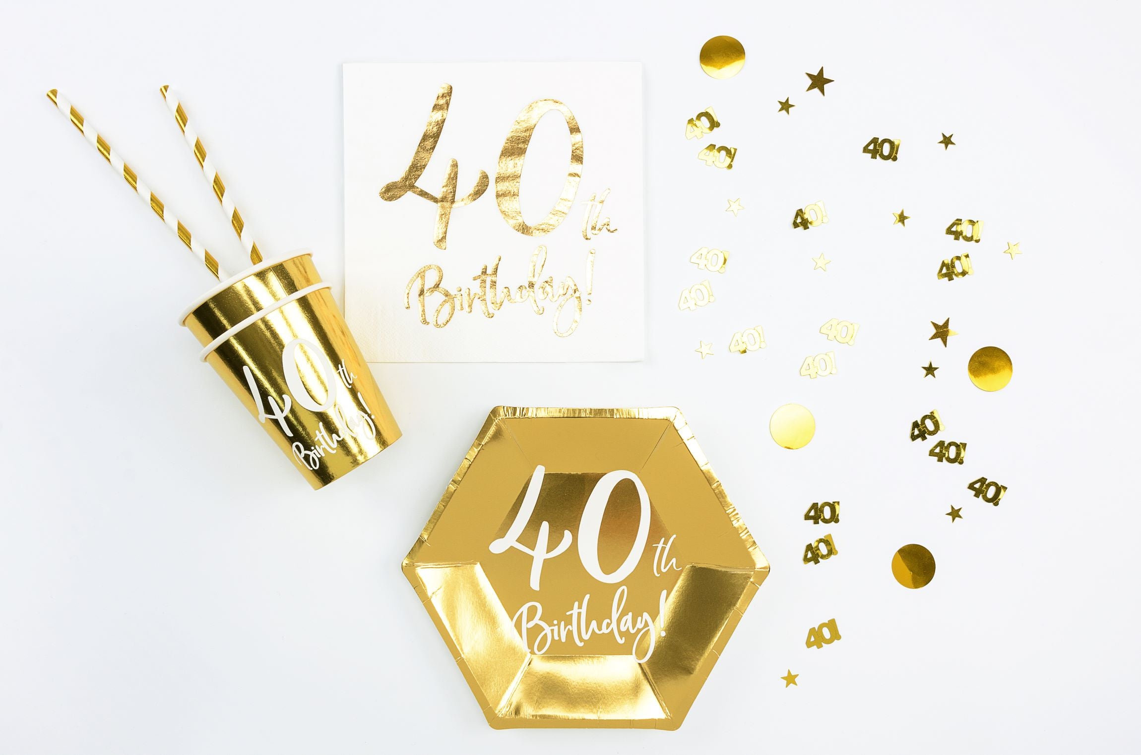 Gold Table Confetti Number 40th decorations