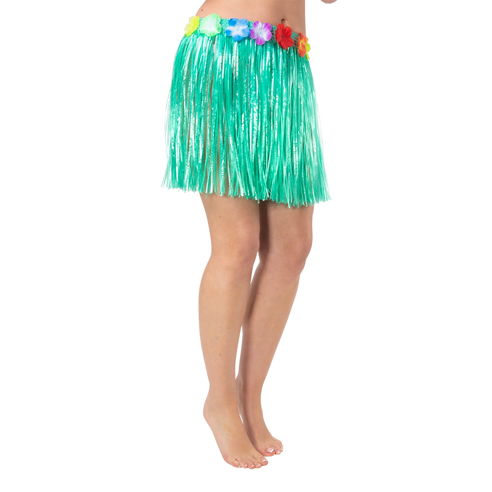 Green Hawaiian Hula Grass Skirt 40cm