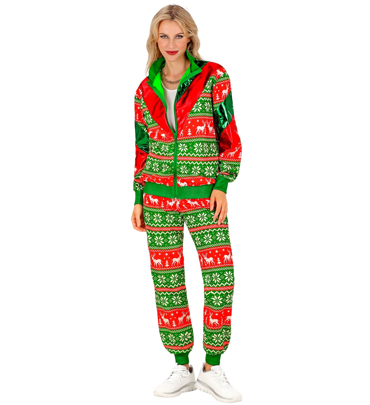 Green Red Merry Christmas Tracksuit Costume for women