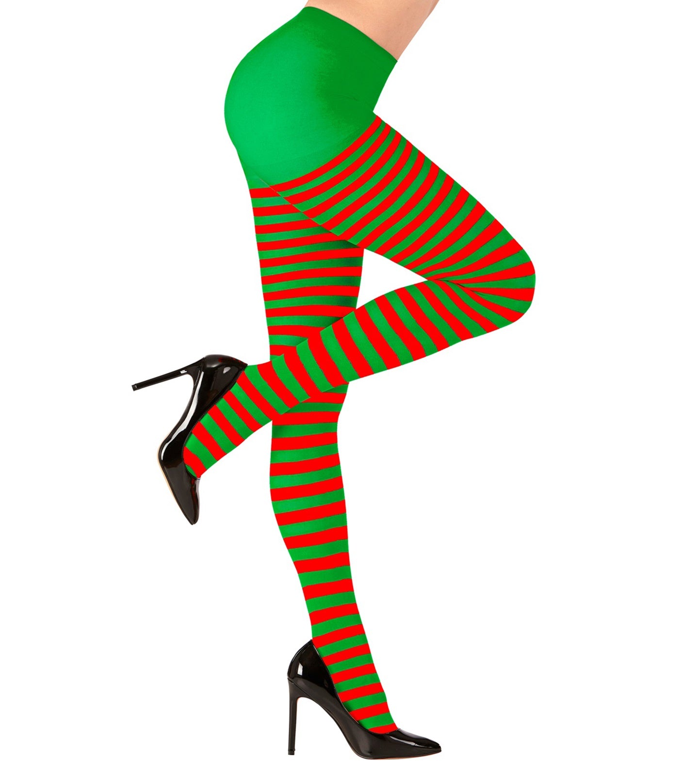 Green and Red Striped Tights