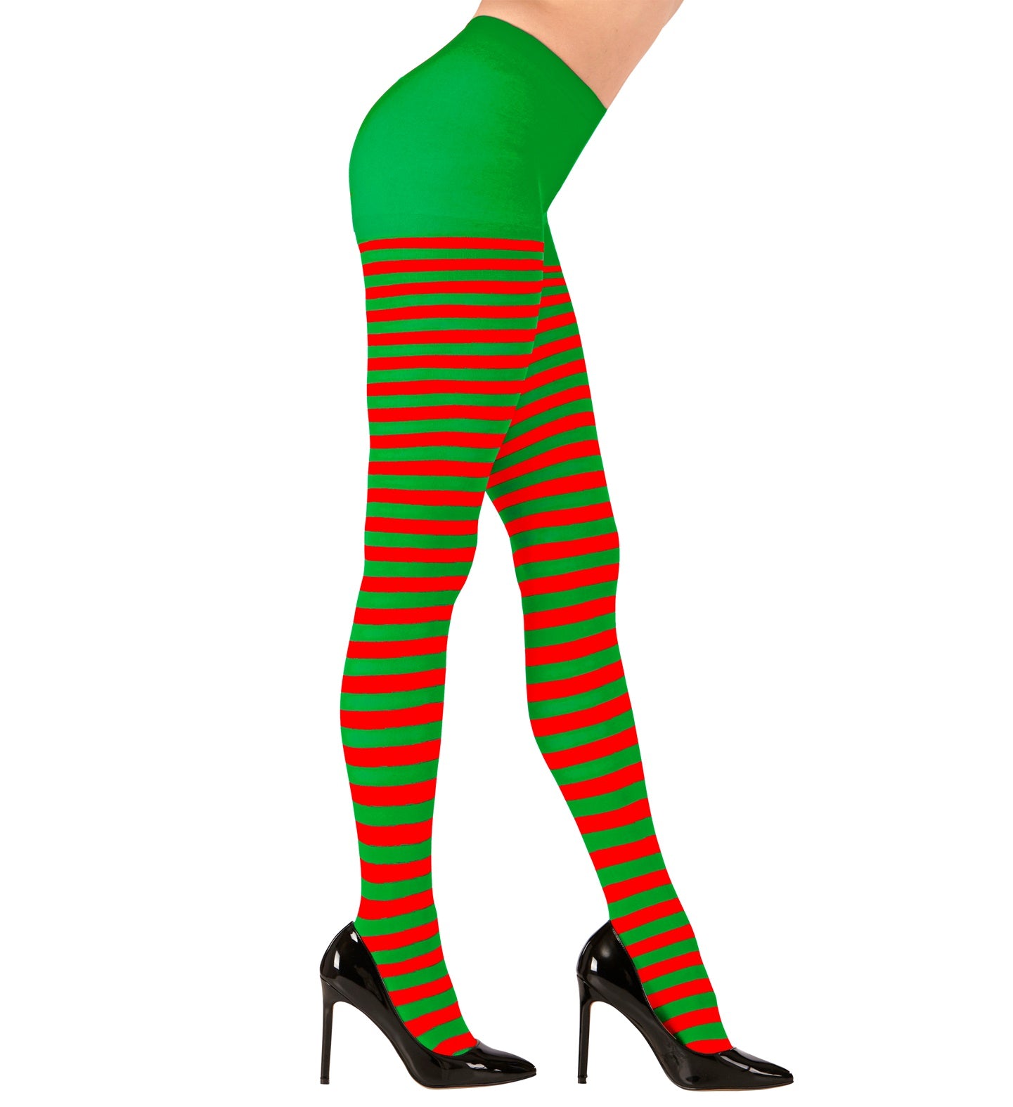 Green and Red Striped elf Tights