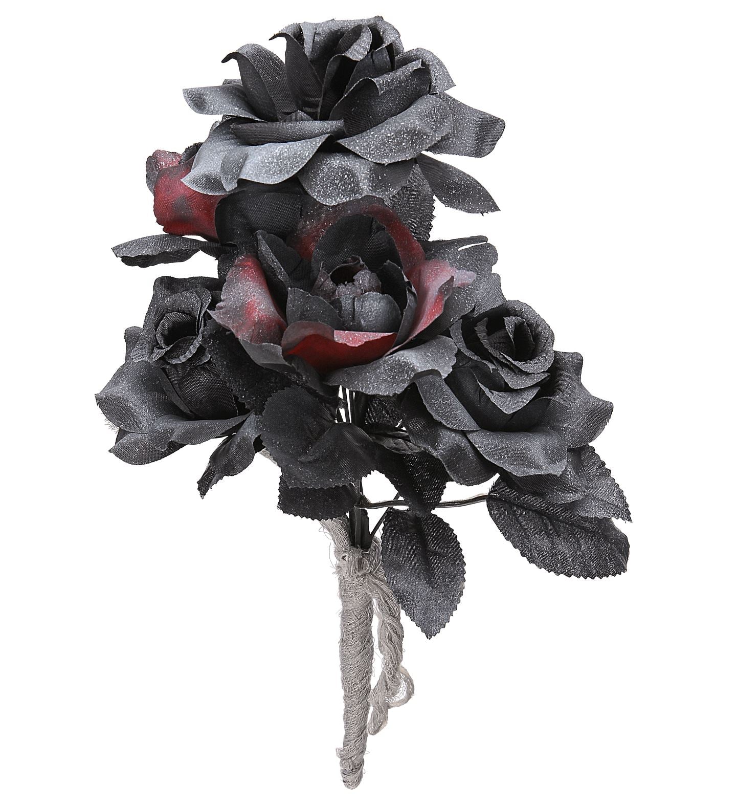 Halloween Bridal Bouquet Black & Red Roses