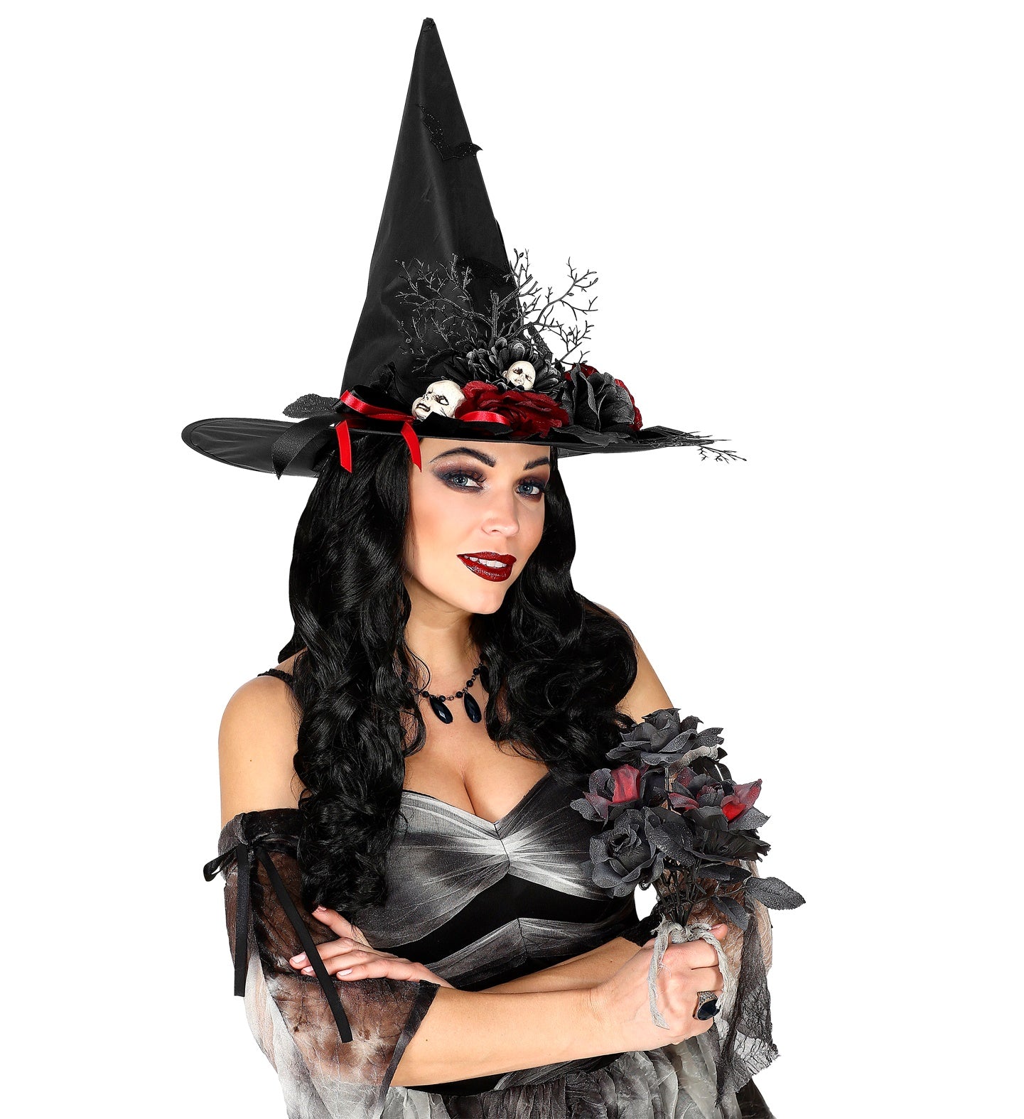 Halloween Bridal Bouquet Black & Red Roses