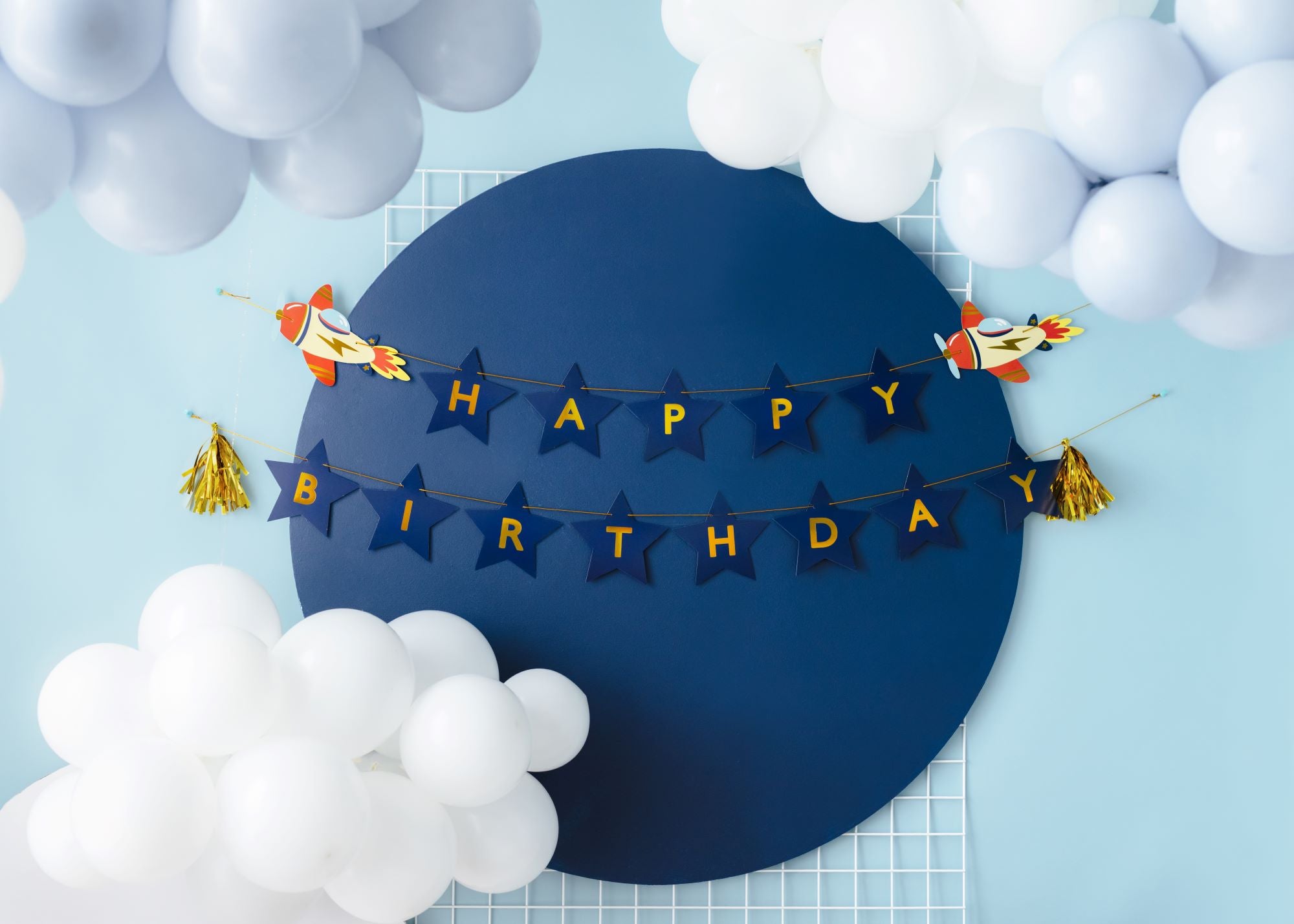 Happy Birthday Airplane Banner party decoration