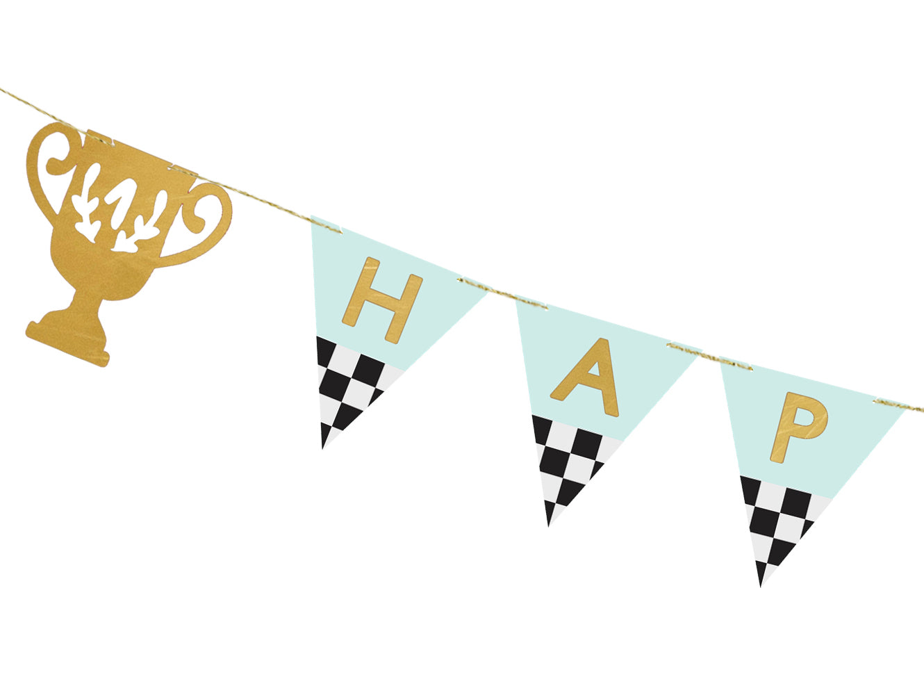 Happy Birthday Car Trophy Cup Banner party decoration
