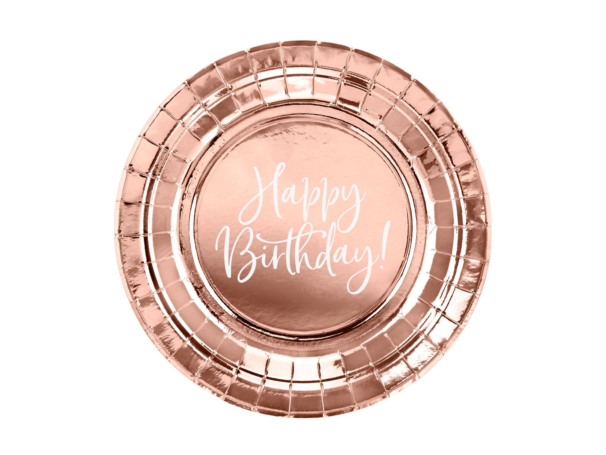 Happy Birthday Paper Plates Rose Gold