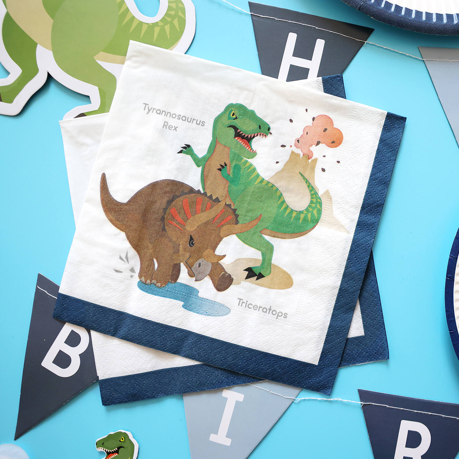 Happy Dinosaur Napkins T-Rex & Triceratops