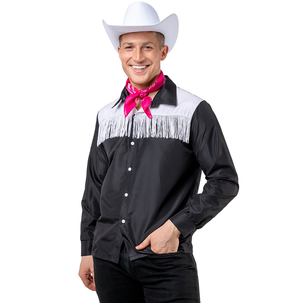 Ken from Barbie movie Cowboy Shirt Black and White Men's