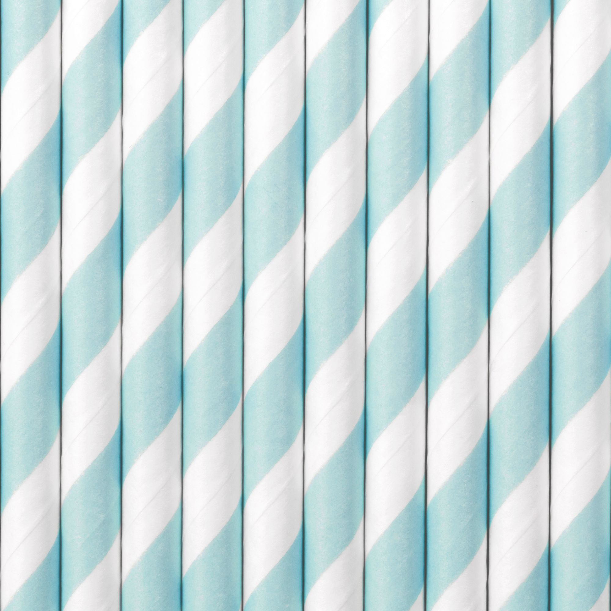 Paper straws with Pattern of blue and white diagonal stripes