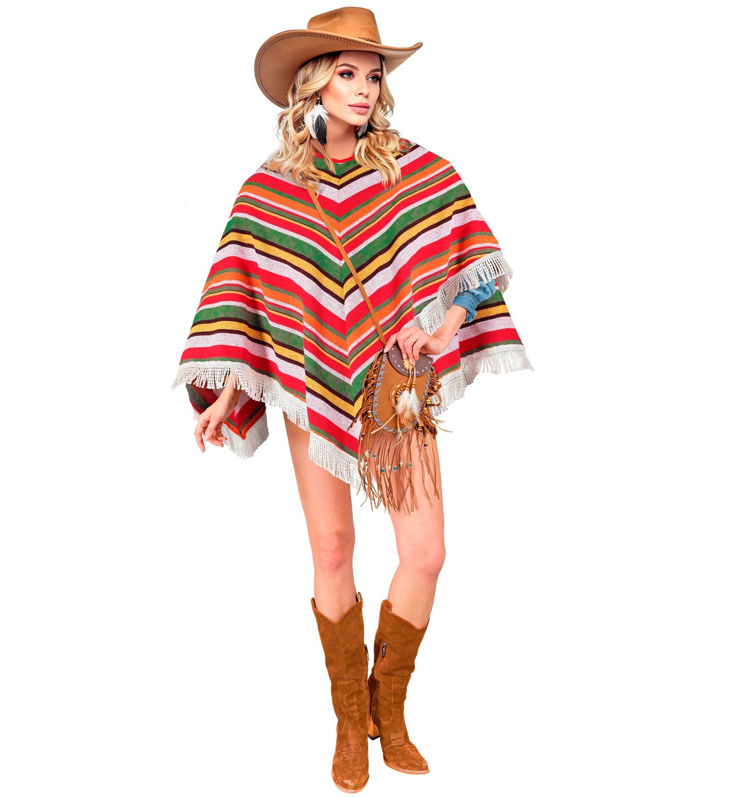 Mexican Poncho Fringed