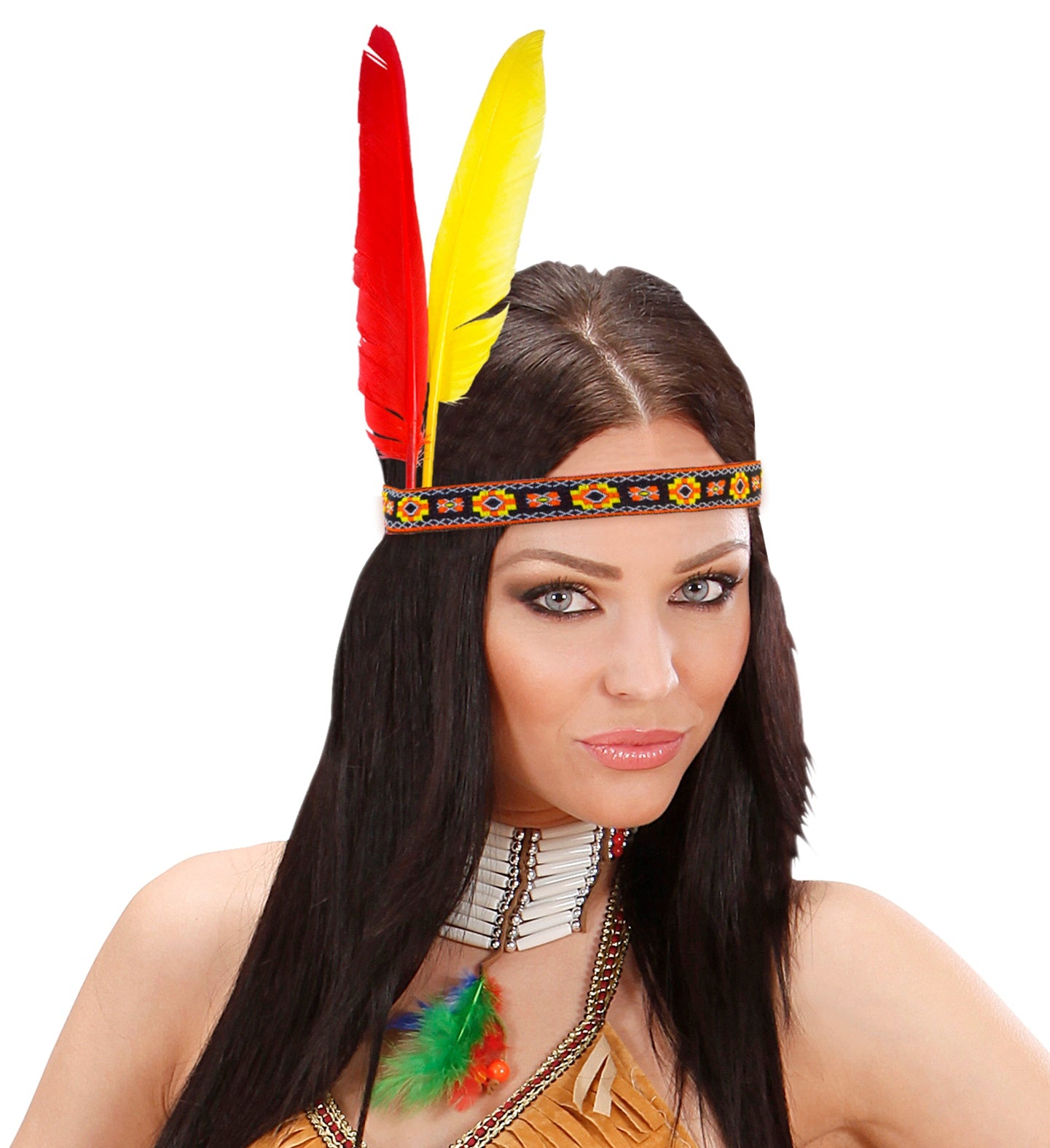 Native Indian Headband With Feathers costume accessory