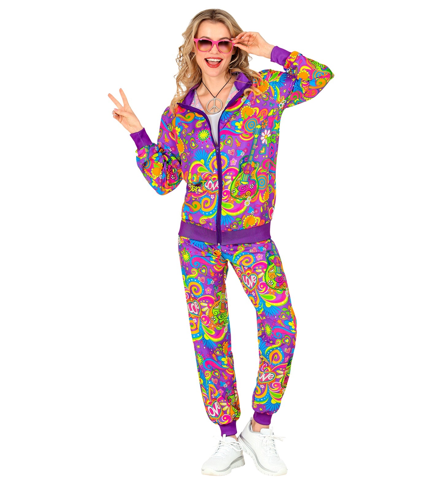 Neon Flower Power Hippie Tracksuit Costume for women