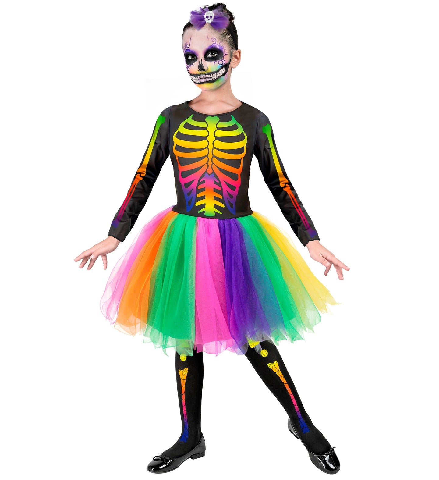 Neon Skeleton Ballerina Costume Girl