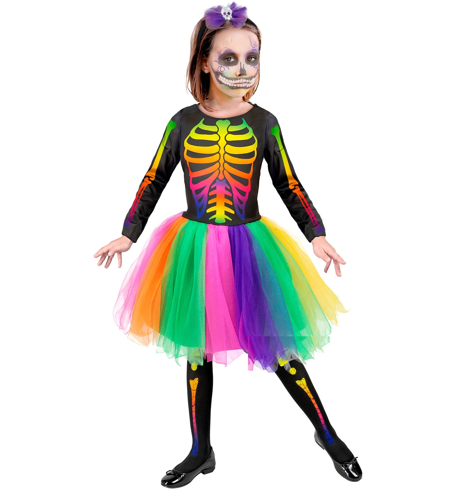 Neon Skeleton Ballerina Toddler Costume Girl