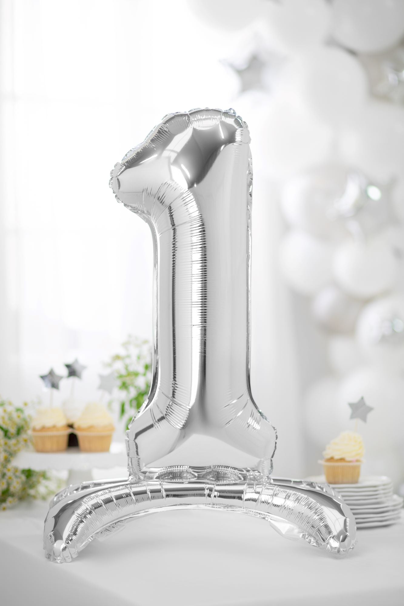 Number 1 Standing Foil Balloon Silver