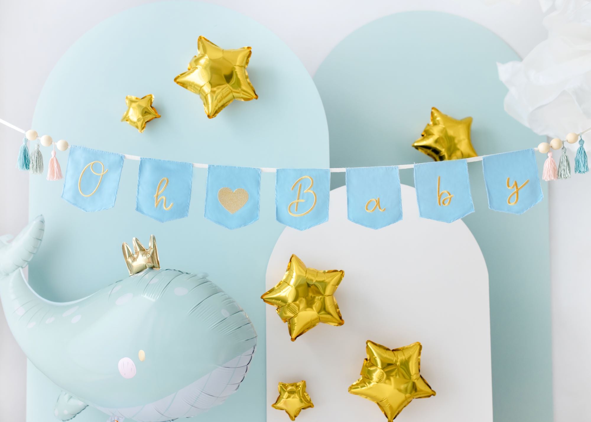 Oh Baby Bunting with Tassels Sky Blue baby shower gift ideas