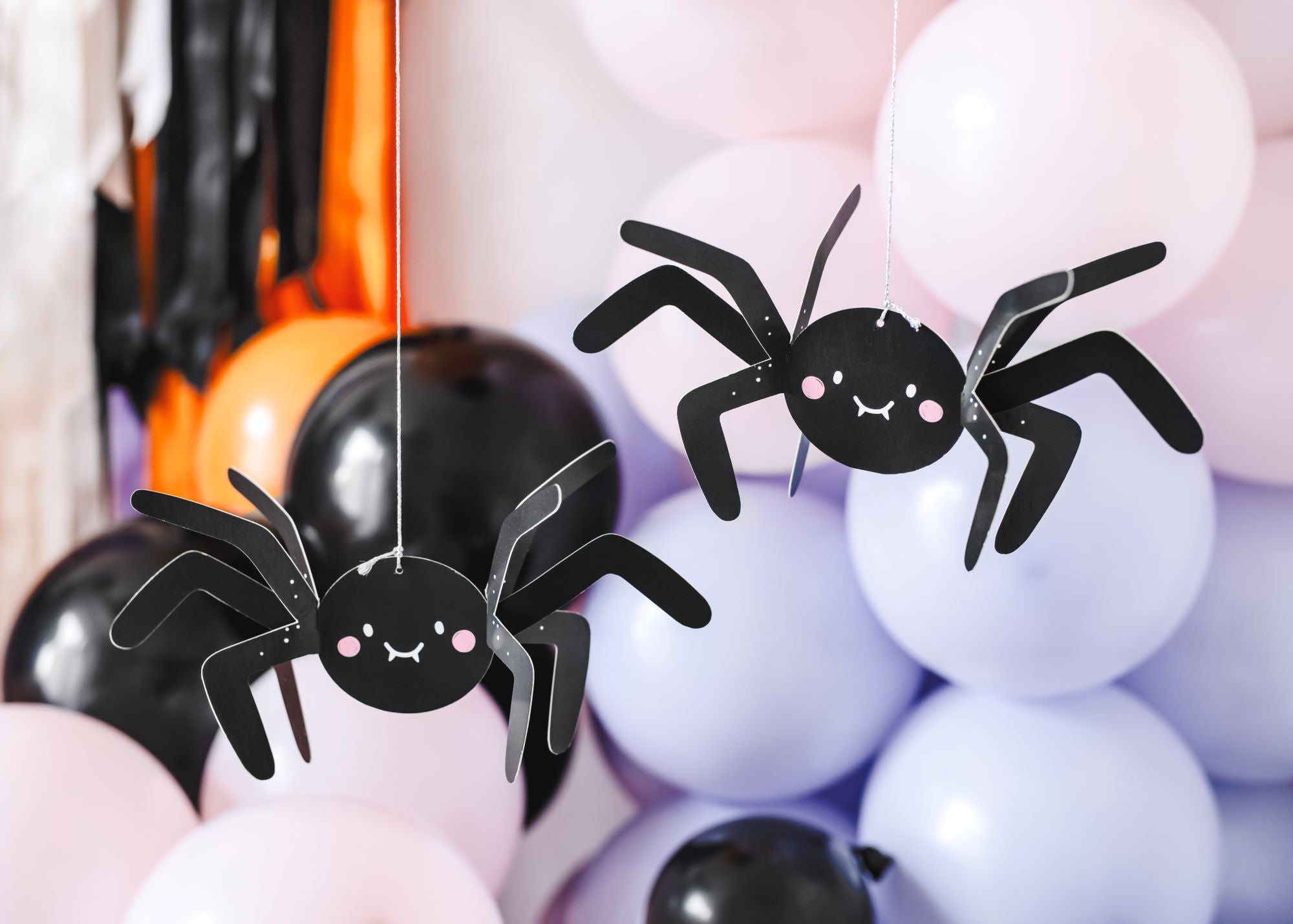 Halloween Paper Decoration Spiders Black