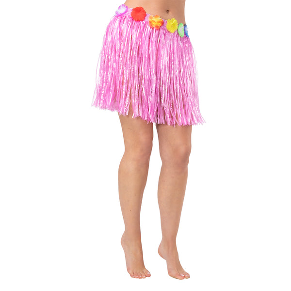 Pink Hawaiian Hula Grass Skirt 40cm
