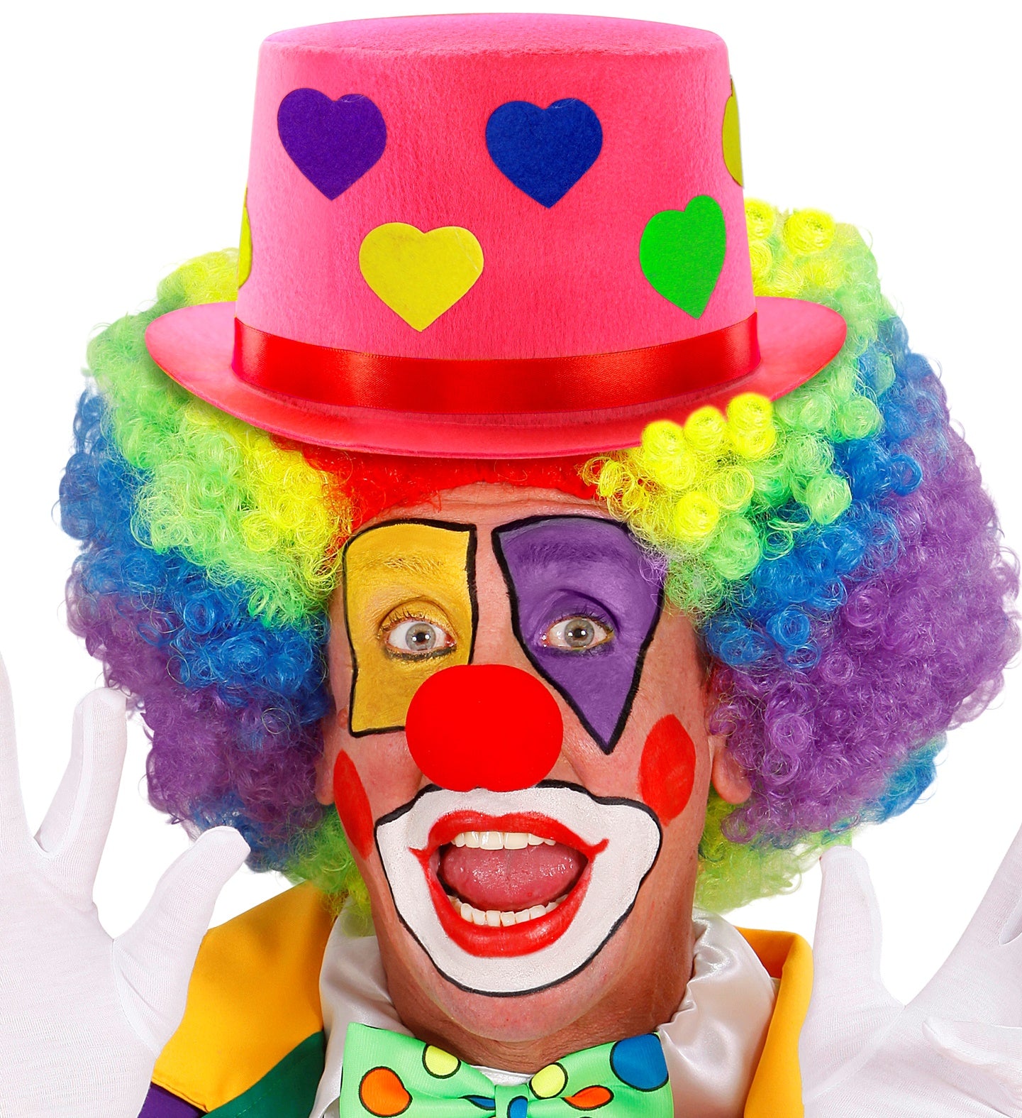 Pink clown Top Hat With Hearts