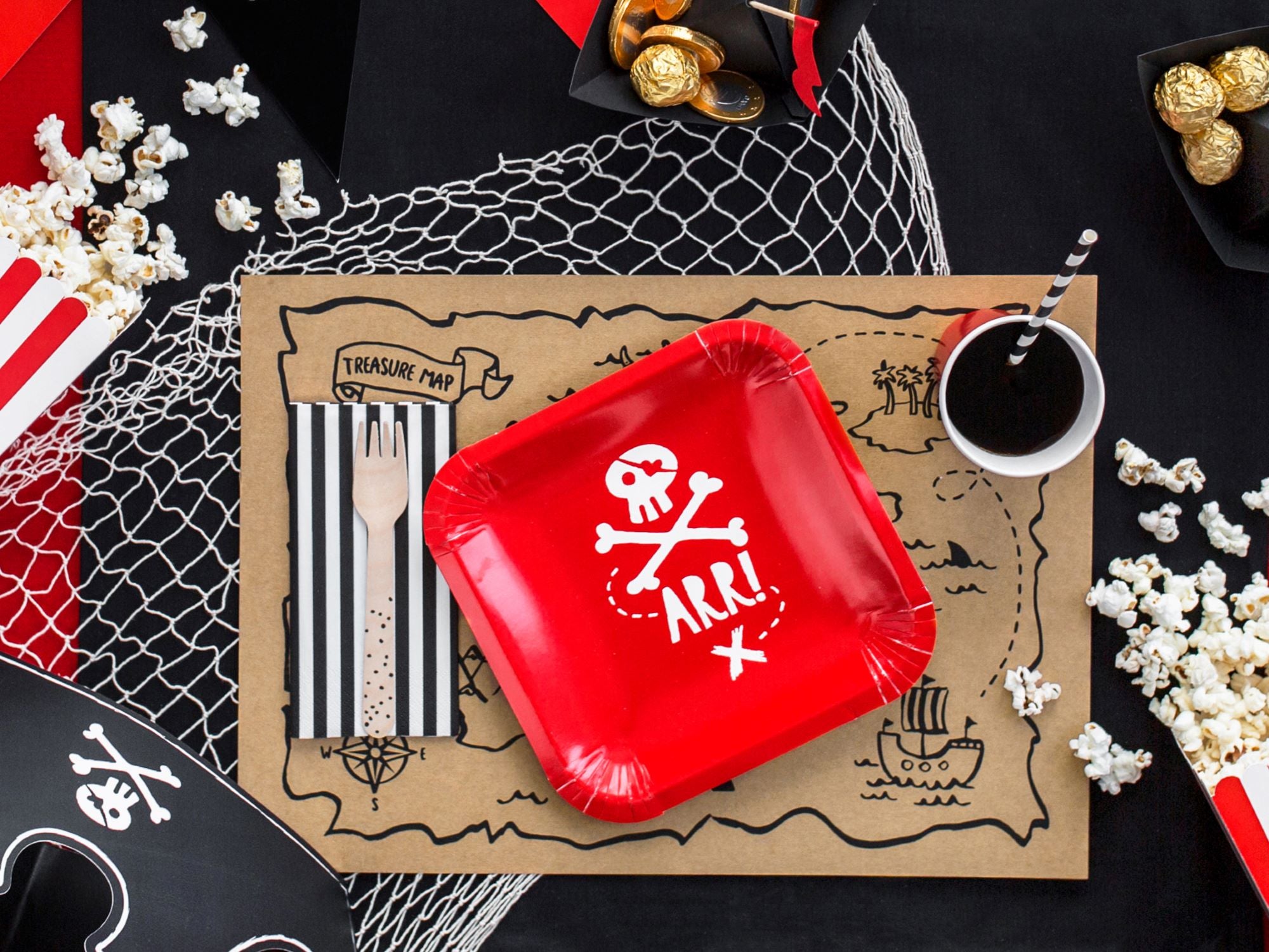 Pirate Party Plates Red Pack of 6