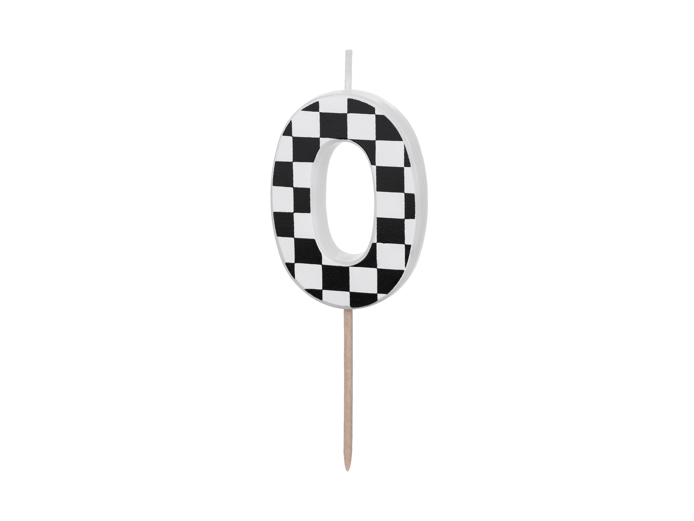 Race Car Flag Birthday Candles Number 0