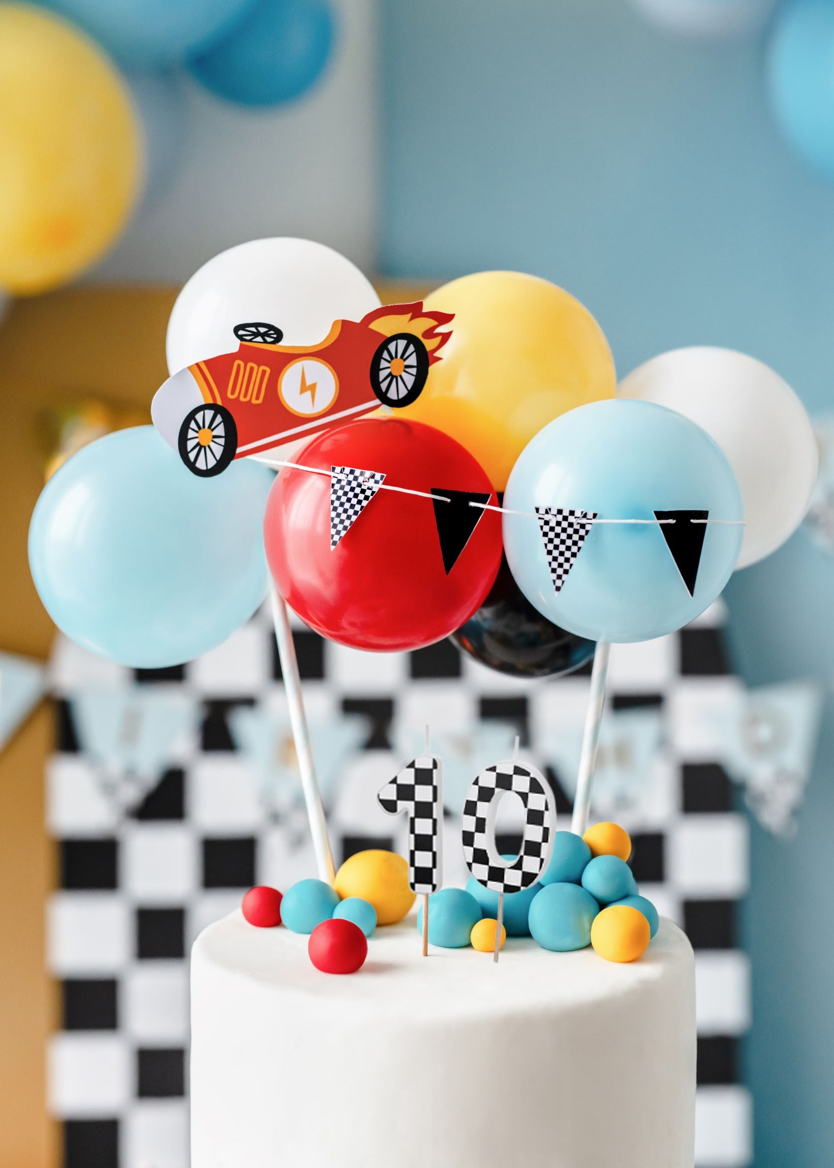 Race Car Flag Birthday Candles Number 0 cake decoration