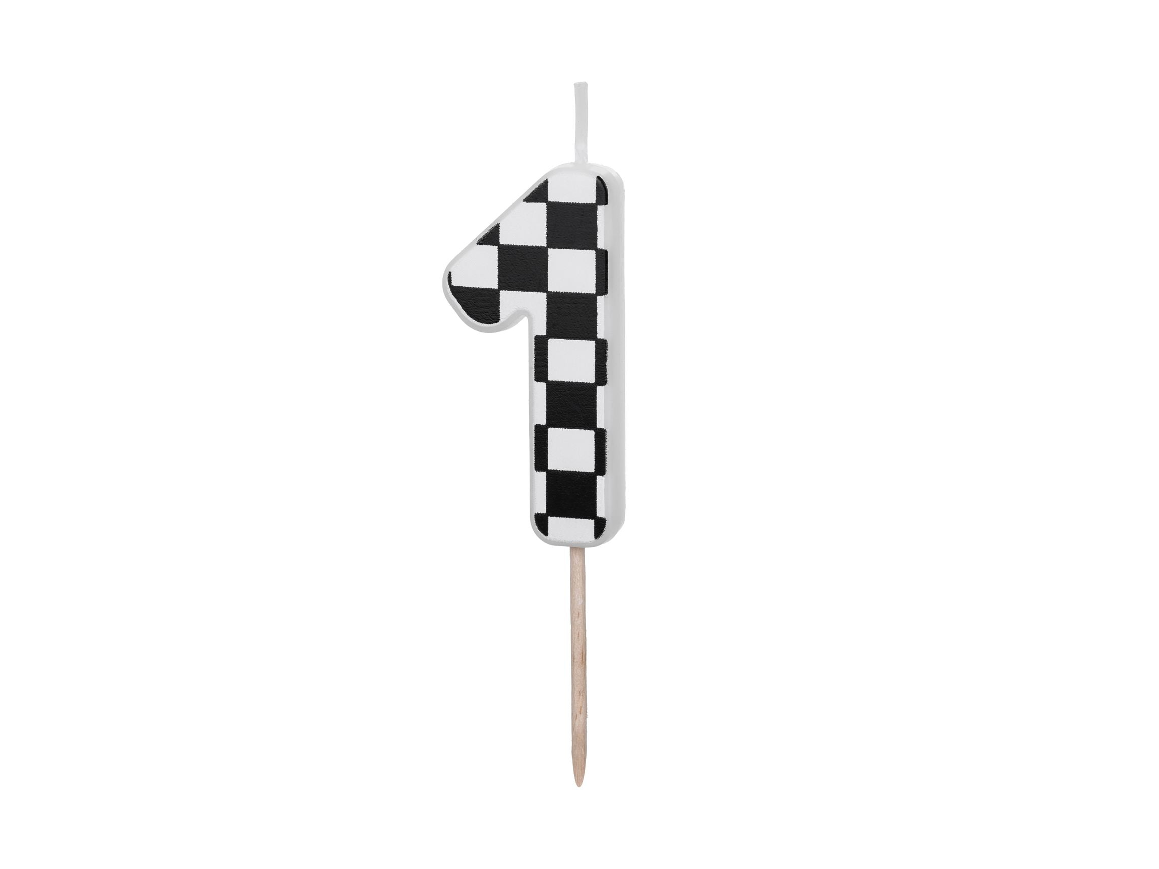 Race Car Flag Birthday Candles Number 1