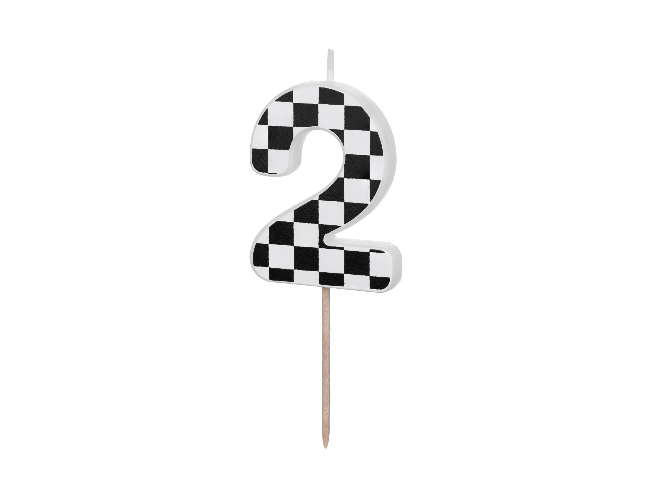 Race Car Flag Birthday Candles Number 2