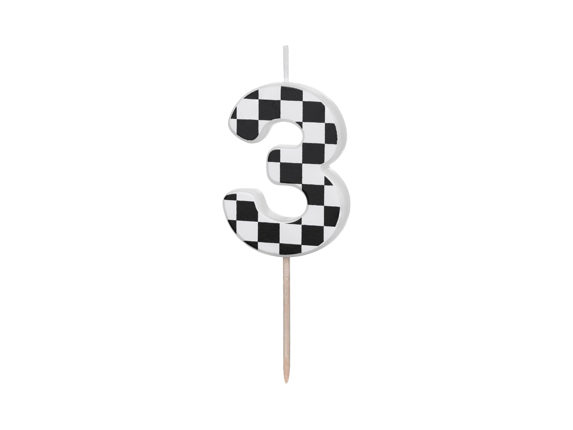 Race Car Flag Birthday Candles Number 3