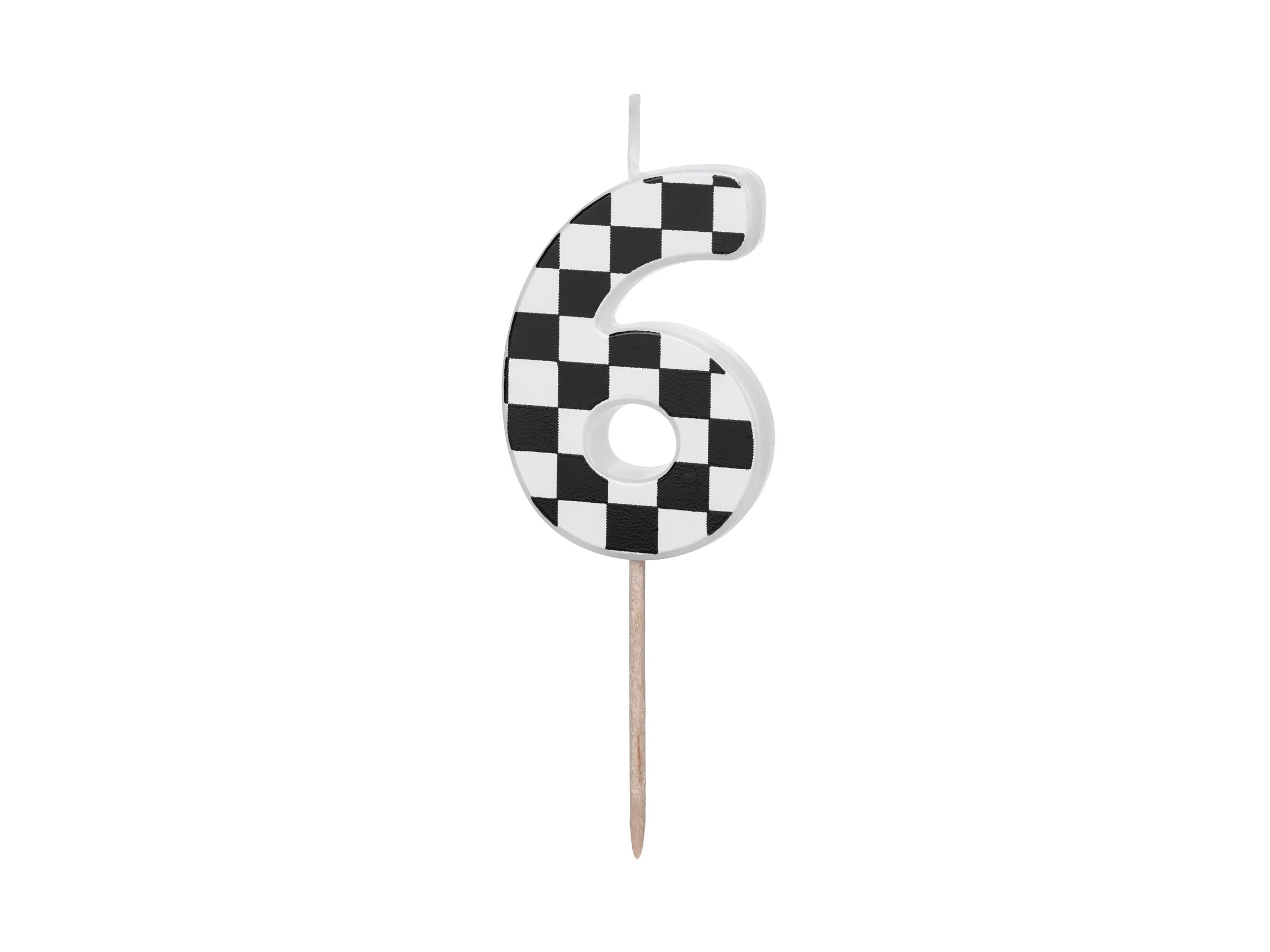 Race Car Flag Birthday Candles Number 6