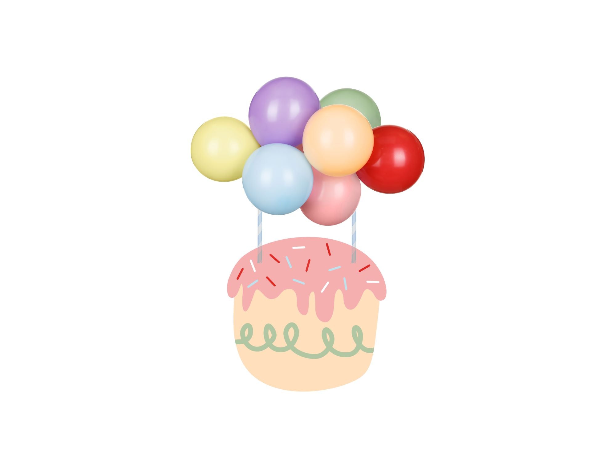 Rainbow Balloons Cake Topper for party