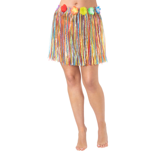 Rainbow Hula Grass Skirt 40cm