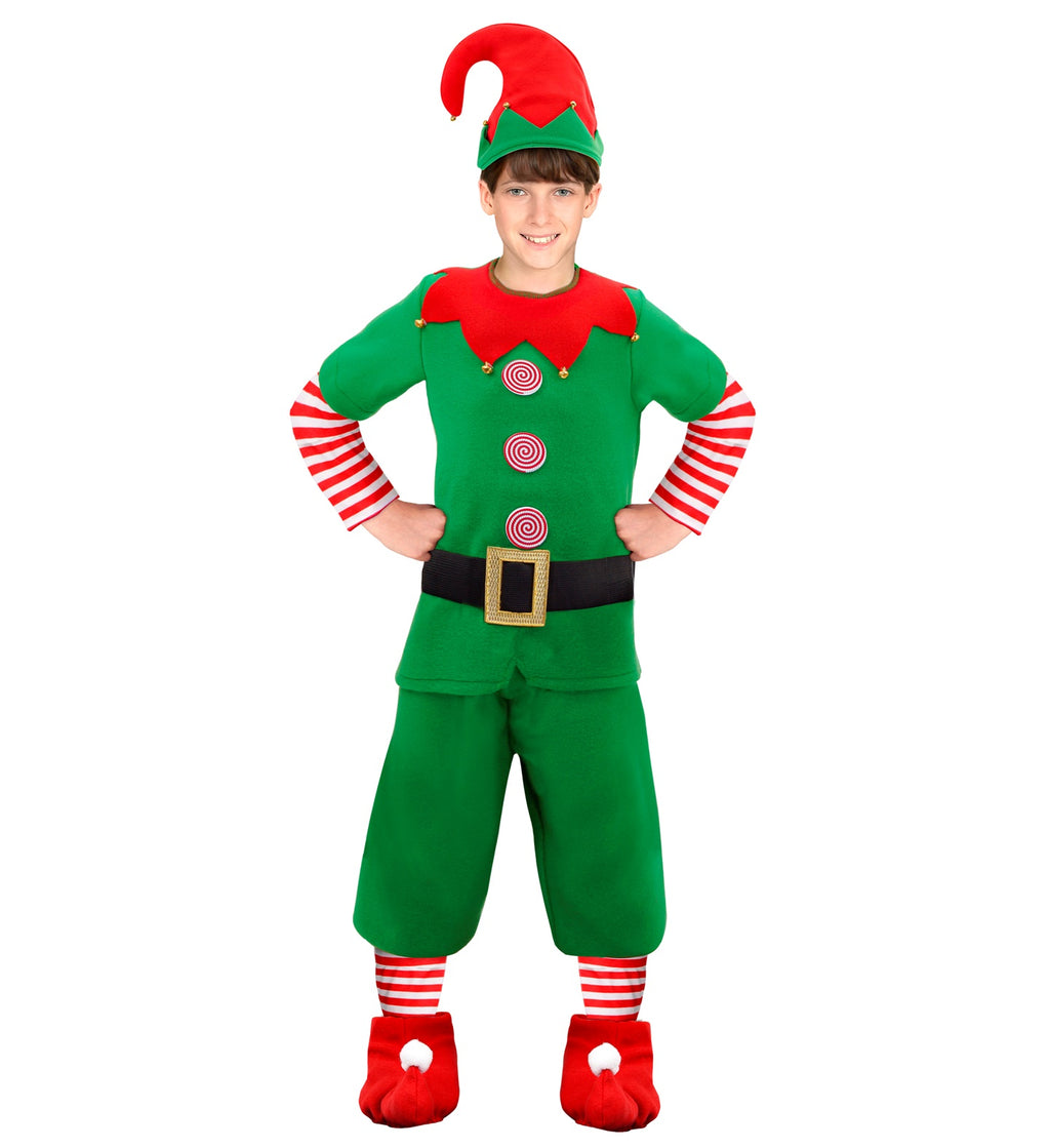 SUNHUKUS Elf Costume For Boys – Buddy The Elf Outfit With Hat, Belt, Shoes & Ears (Size M)