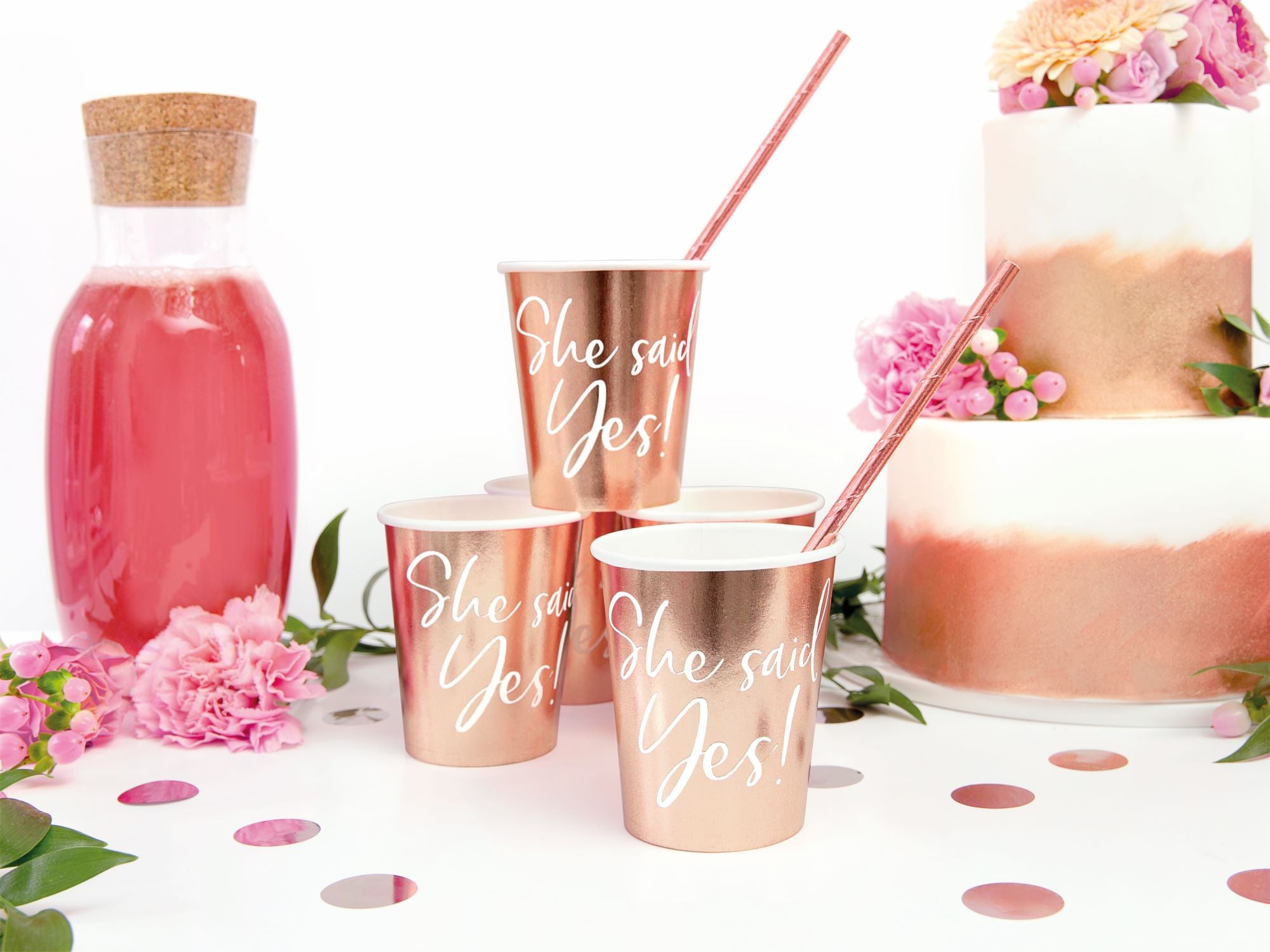 She Said Yes Rose Gold Hen Party Paper Cups