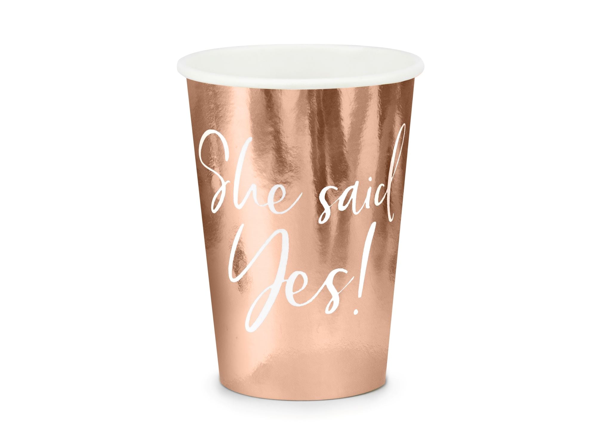 She Said Yes Rose Gold Metallic Paper Cups