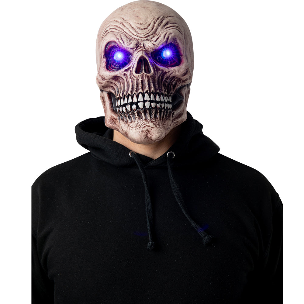 Skeleton Skull Mask with Blue Light Up Eyes