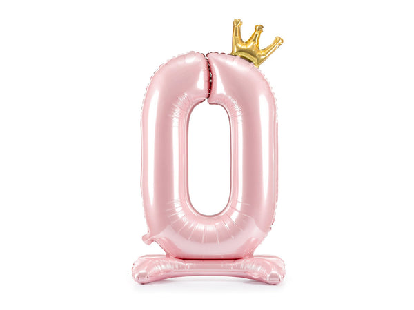 Standing Number 0 Balloon Pink