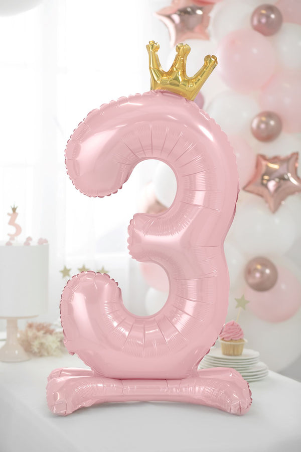 Standing Number 3 Balloon Pink