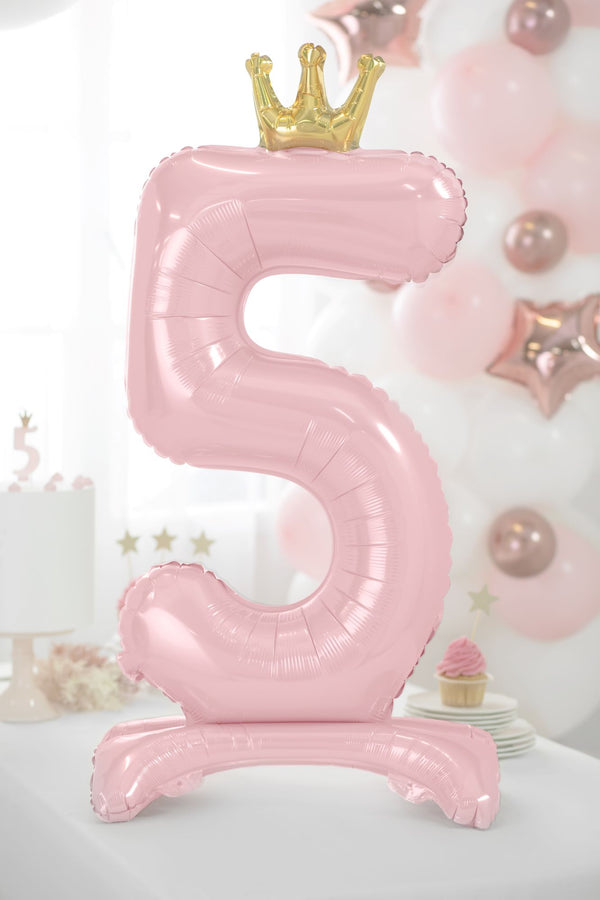 Standing Number 5 Balloon Pink