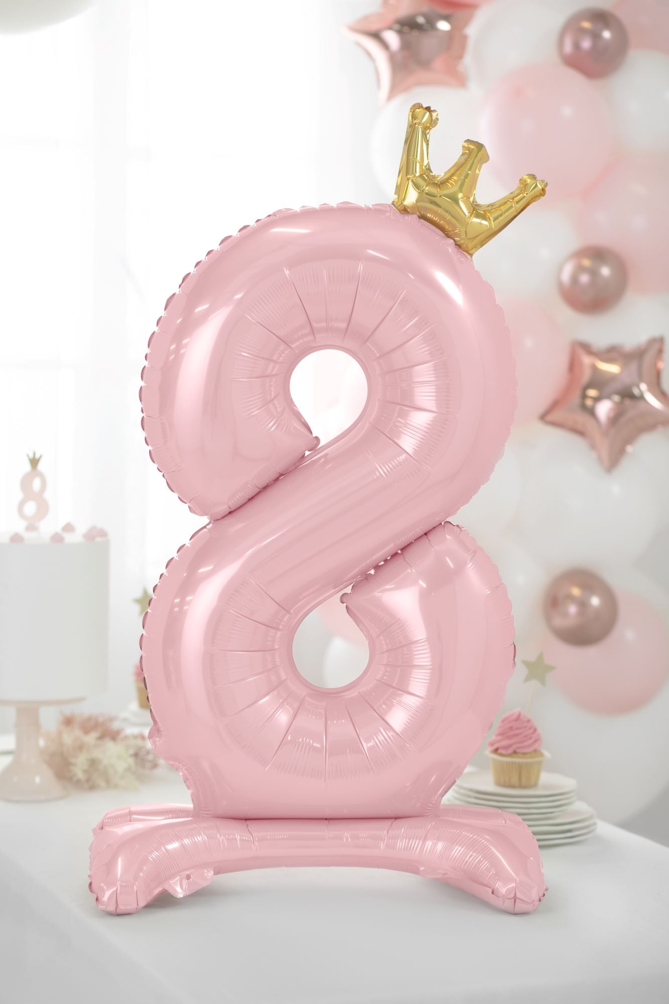 Standing Number 8 Balloon Pink