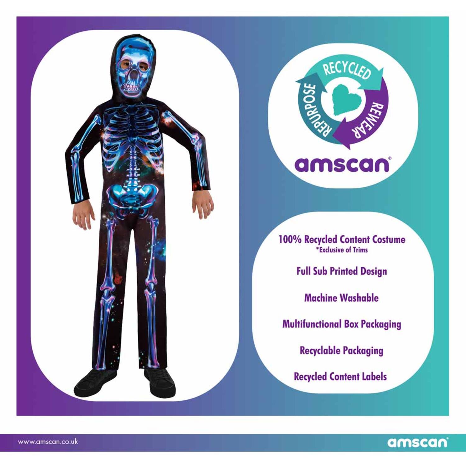 Sustainable Neon Skeleton Costume Child's