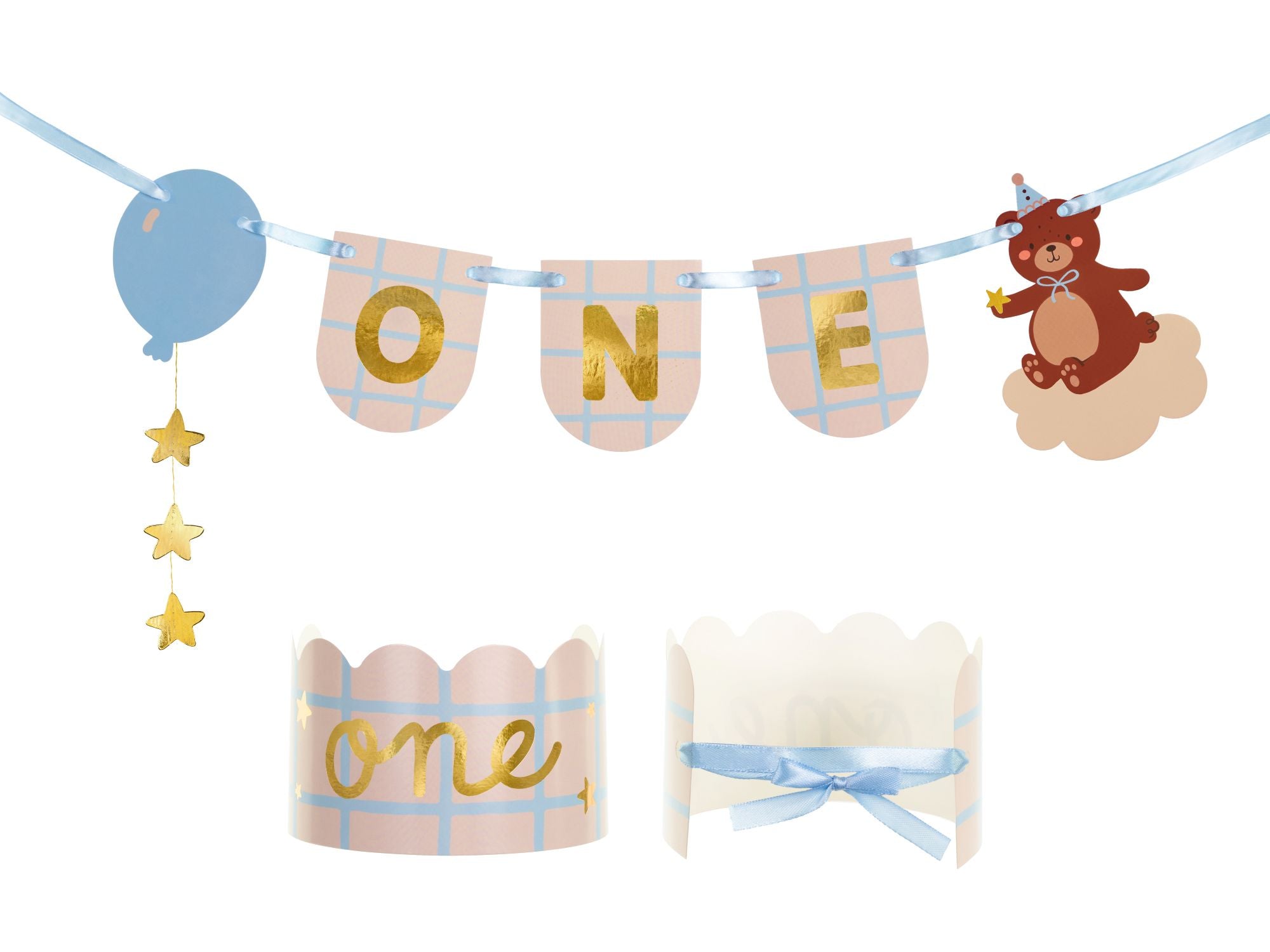 1st birthday Teddy Bear Chair Banner and Crown