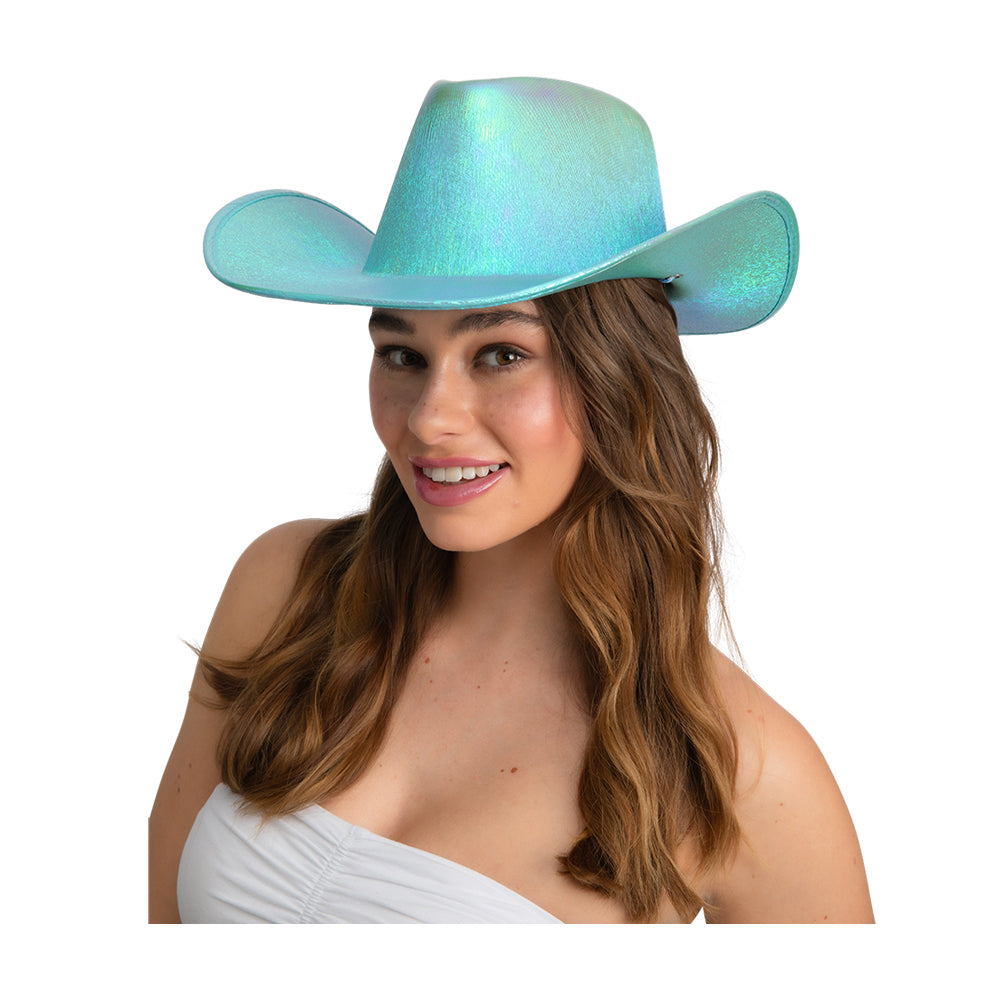 Texan Cowboy Hat Aqua Iridescent