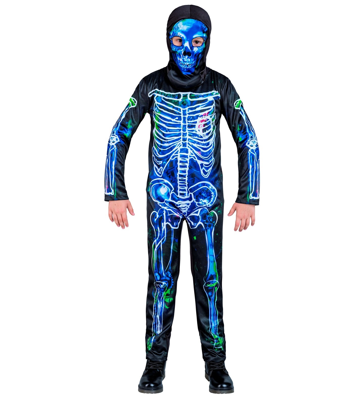 kids Toxic Skeleton Halloween Costume Blue